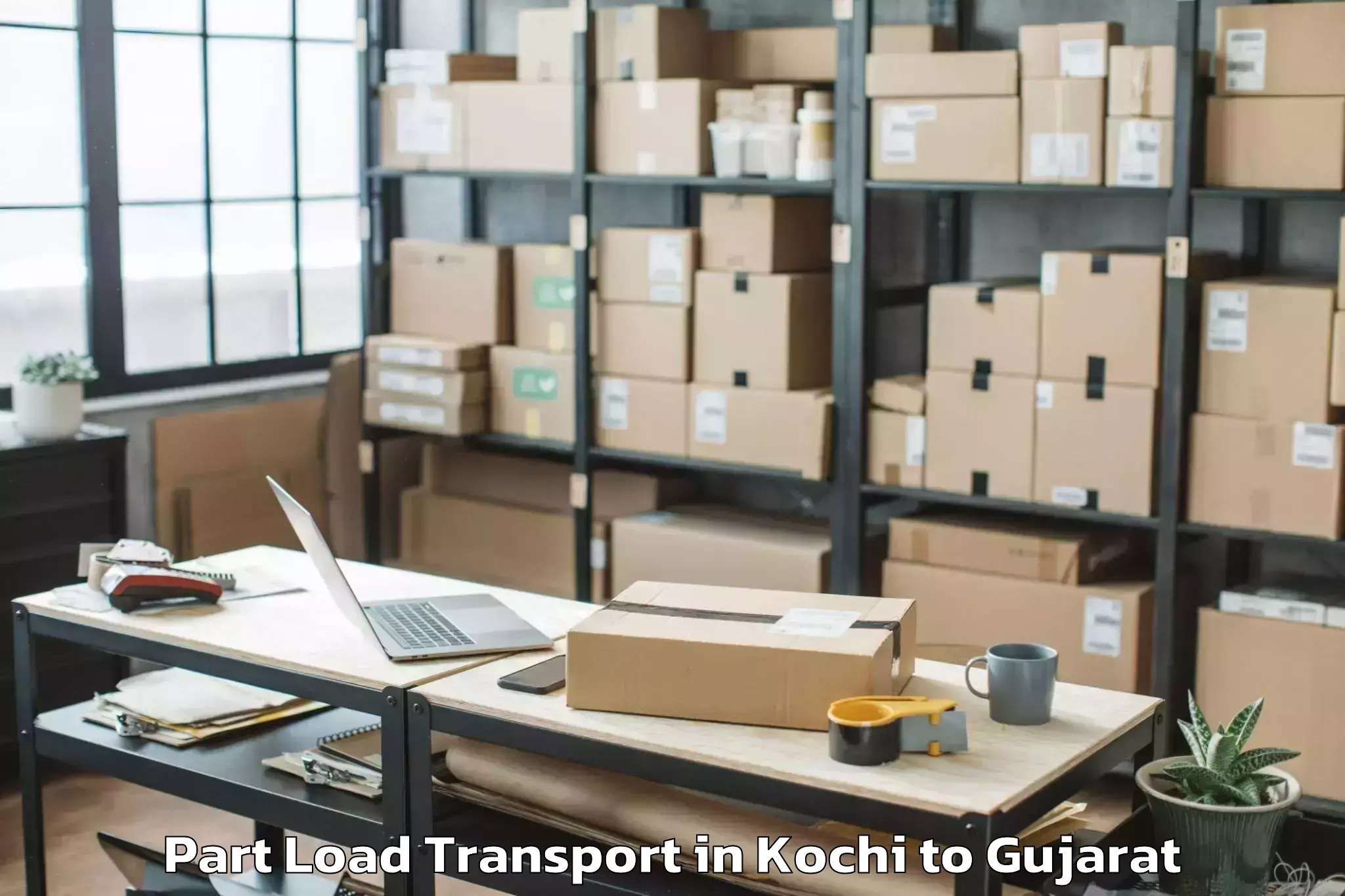 Book Kochi to Rudra Mata Airport Bhj Part Load Transport Online